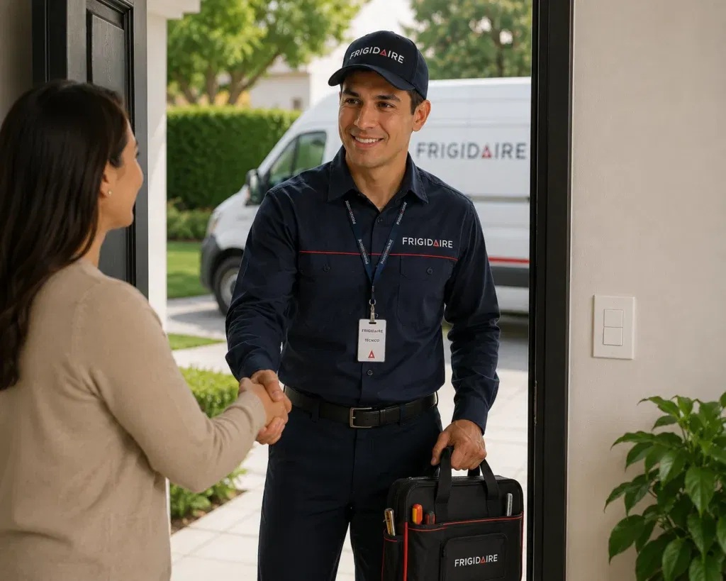 Técnico autorizado Frigidaire con maletín de herramientas